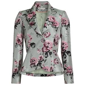 Alice + Olivia Floral Blazer - Pink and Gray